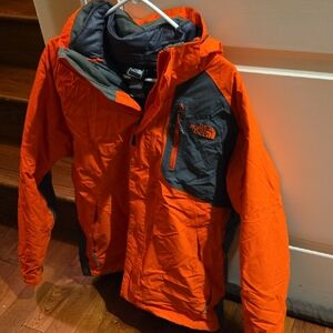 The North Face Vibrant Orange and Charcoal Jacket With Liner  And HoodLarge Mens